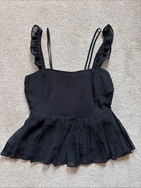 Black Ruffled Peplum Cami Top